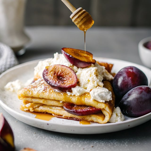 Sugar Plum Crepes with Ricotta and Honey