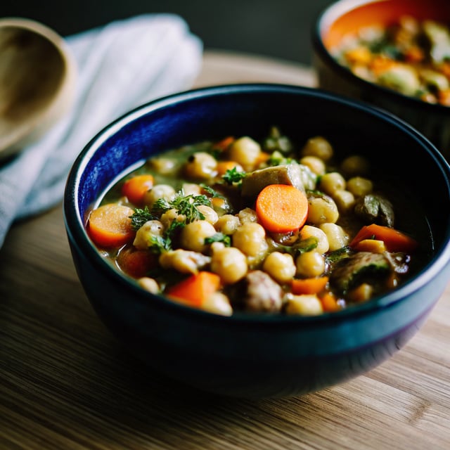 Tangy Braised Chickpeas with Carrots and Mushrooms