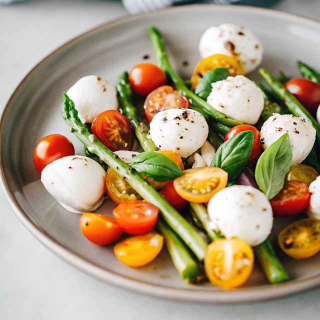 Asparagus and Tomato Caprese Salad with Burrata and Herbs