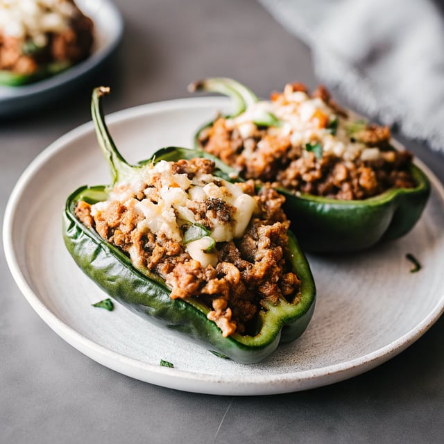 Beef and Sweet Potato Stuffed Poblano Peppers