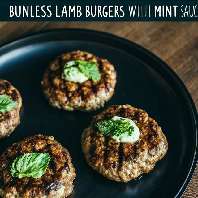 BUNLESS LAMB BURGERS WITH MINT SAUCE