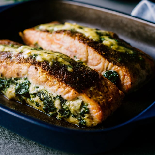 Creamy Spinach Stuffed Salmon