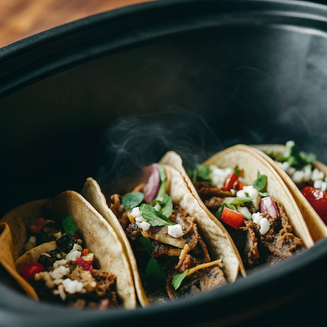 Crockpot Shredded Carne Asada Tacos