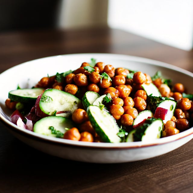 Cucumber Salad with Crispy Chickpeas