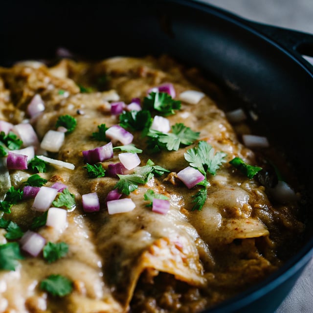 Easy Skillet Sour Cream-Green Chile Chicken Enchiladas