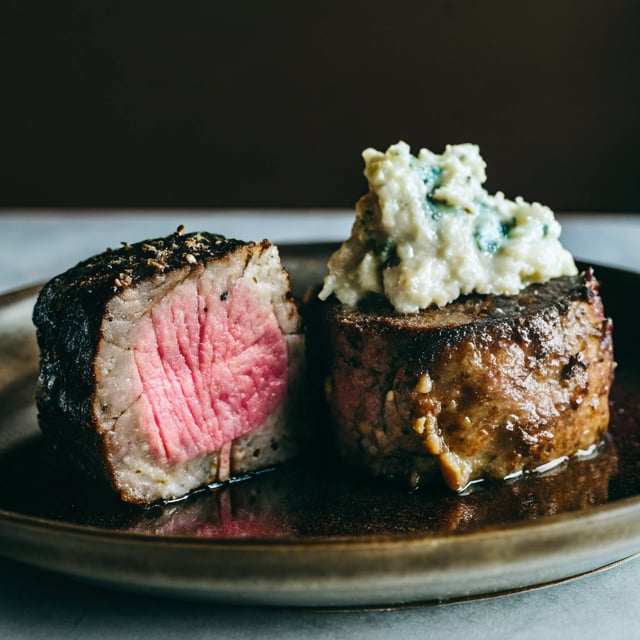 Filet Mignon with Gorgonzola Mashed Potatoes