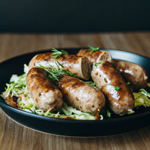 Whole30 Braised Bratwurst with Cabbage