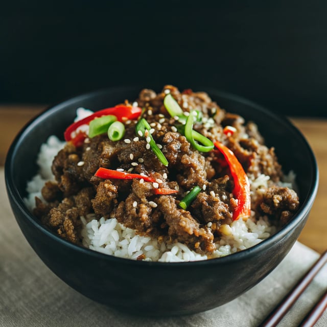 Korean Ground Beef and Rice Bowls
