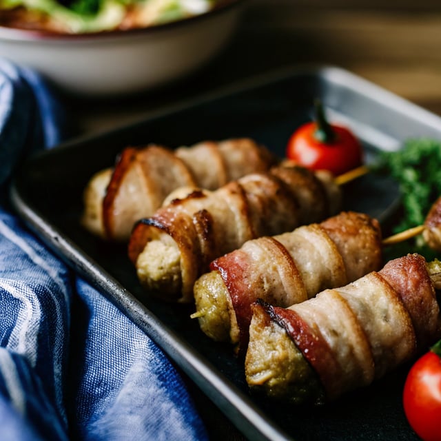Bacon Wrapped Bratwursts