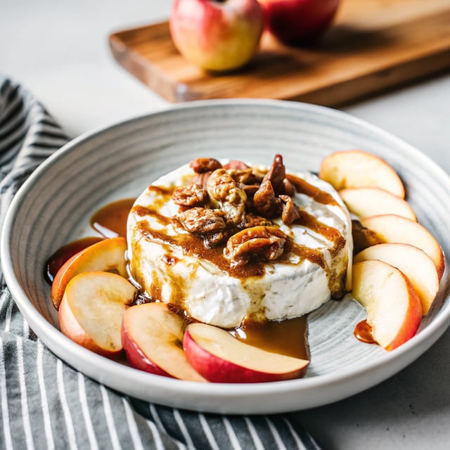 Baked Brie with Apples and Salted Caramel