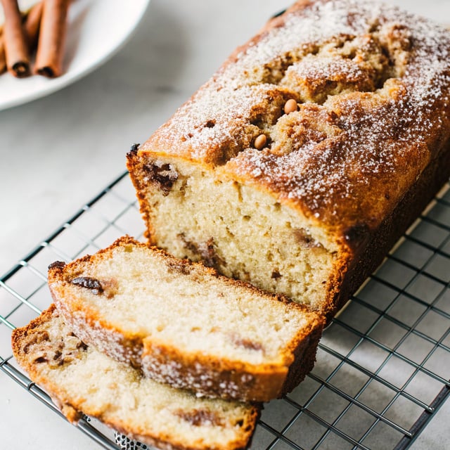 Banana Cinnamon Chip Bread with Cinnamon Sugar Topping
