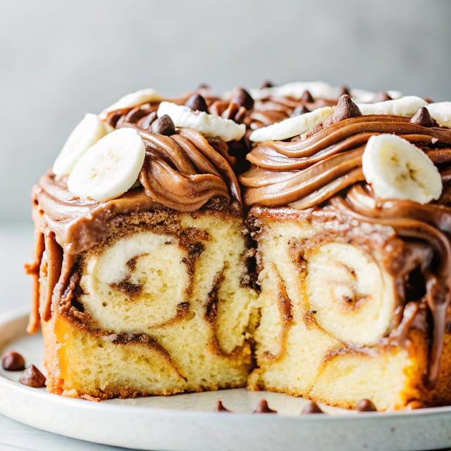 Banana Nutella Swirl Cake with Nutella Frosting