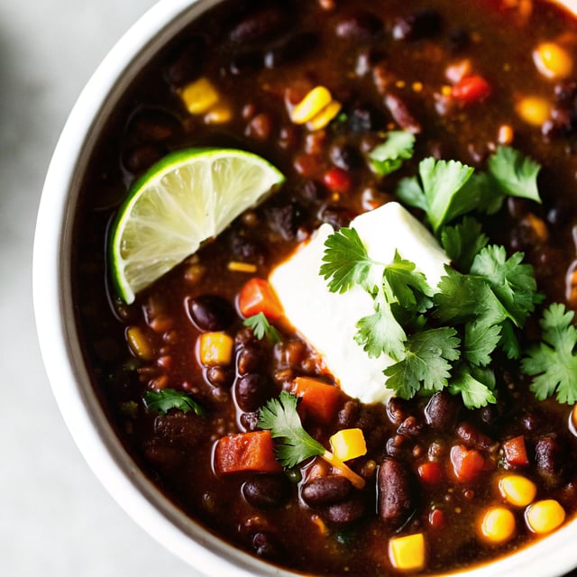 Black Bean and Sweet Corn Soup with Cilantro and Lime