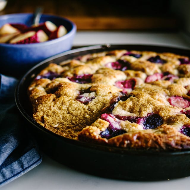 Blackberry Rhubarb Buttermilk Cake