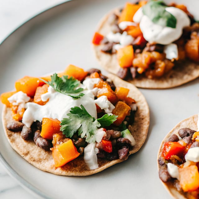 Butternut Squash Black Bean Tostadas
