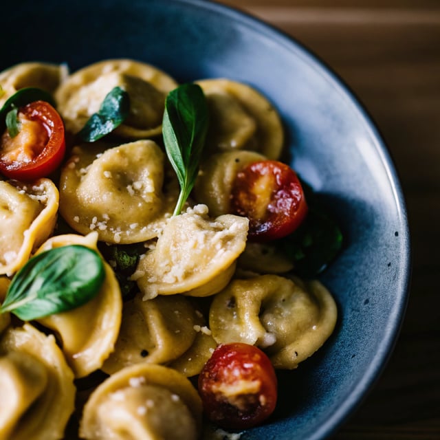 Cheese Tortellini with Spinach and Slow Roasted Tomatoes
