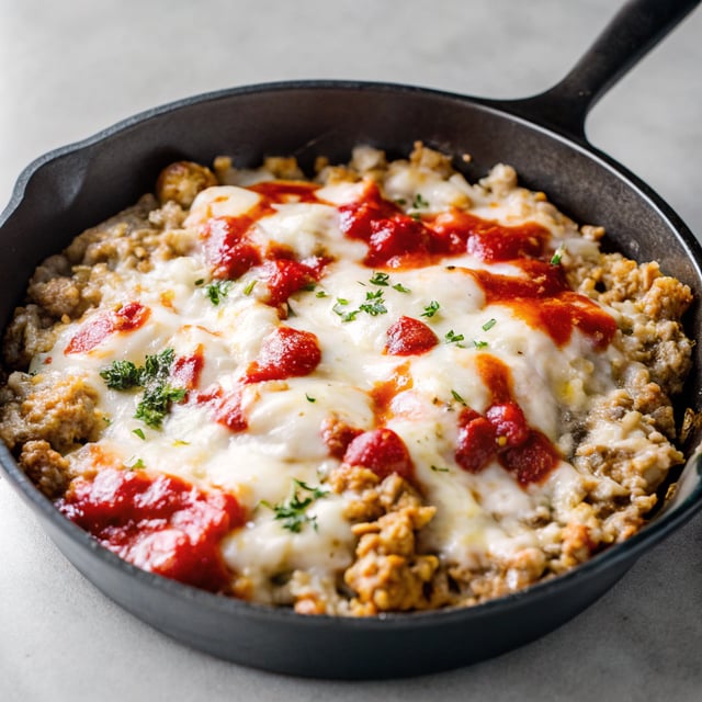 Cheesy Ground Turkey Rice Skillet with Marinara Sauce