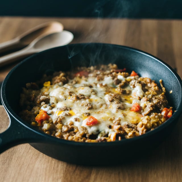 Cheesy Rice and Bean Skillet