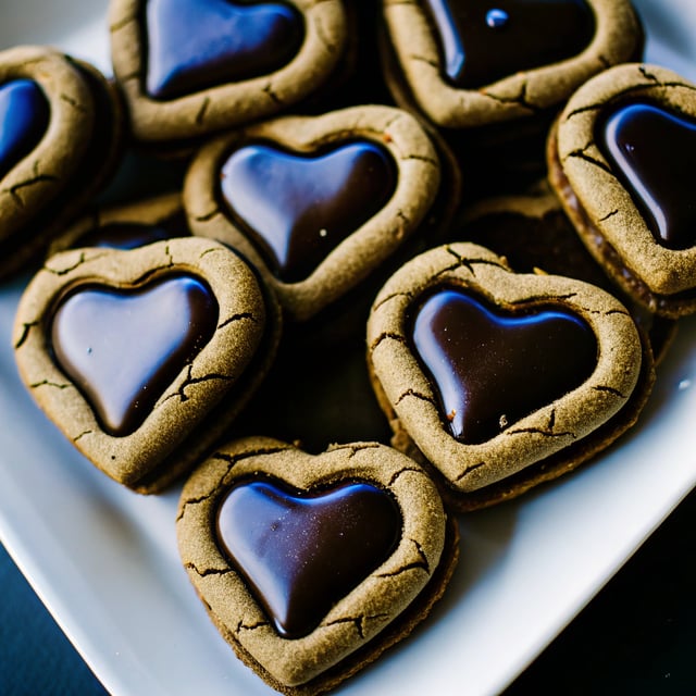 Chocolate Shortbread Heart Cookies