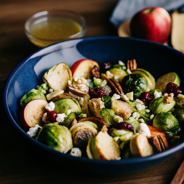 Chopped Brussels Sprouts with Dried Cranberries, Pecans & Blue Cheese