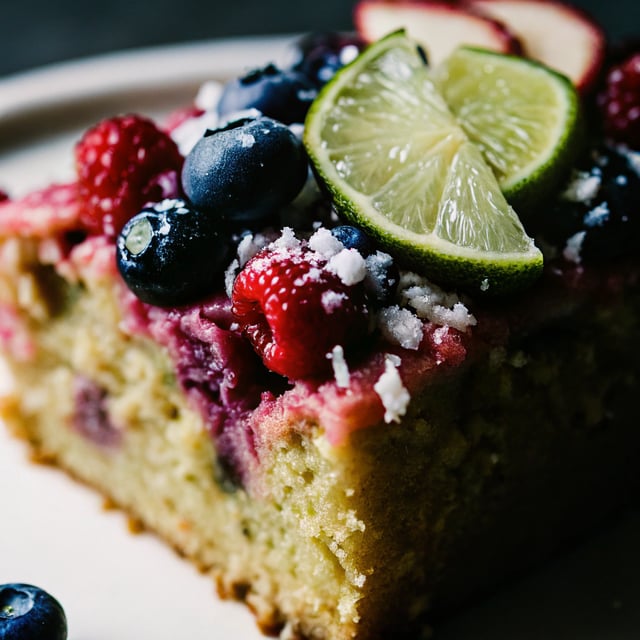 Coconut Lime Berry Cake