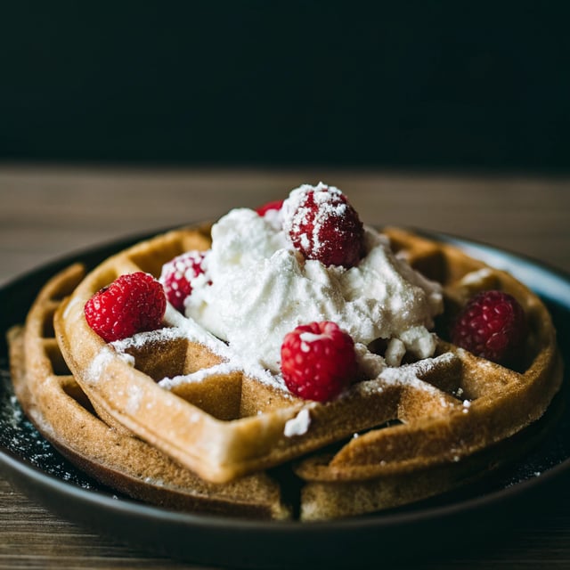 Coconut Raspberry Waffles with Coconut Whipped Cream