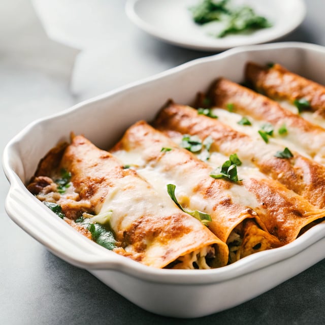 Creamy Spinach and Cheese Green Chile Enchiladas