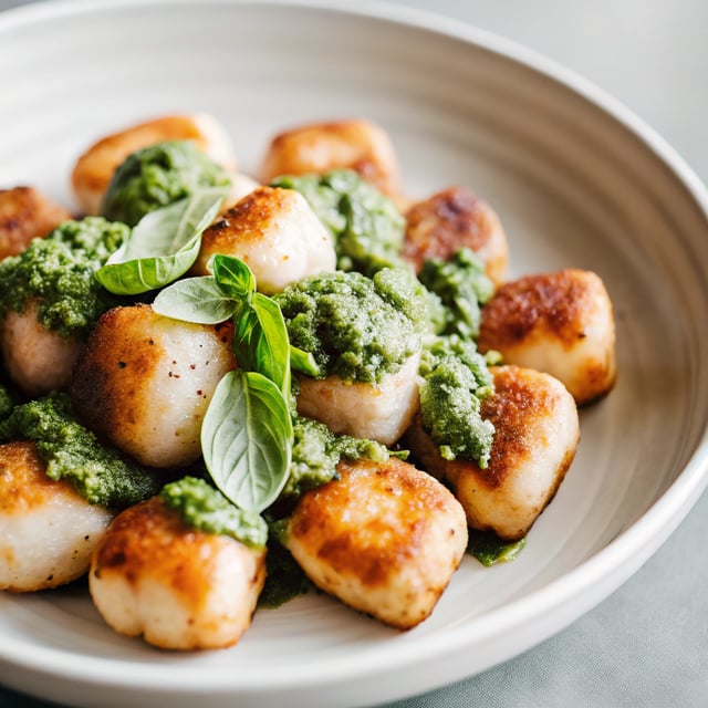 Crispy Gnocchi with Basil Pesto