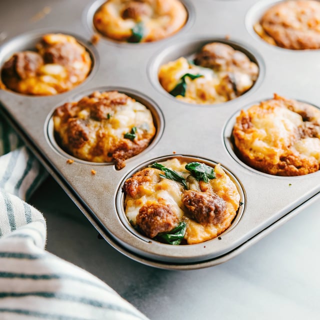 Egg Muffins with Sausage, Spinach, and Cheese