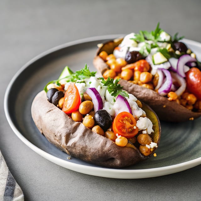 Greek Stuffed Sweet Potatoes