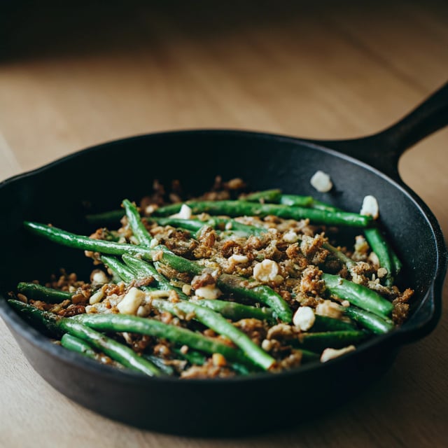 Green Beans with Brown Butter, Crispy Shallots, and Hazelnuts