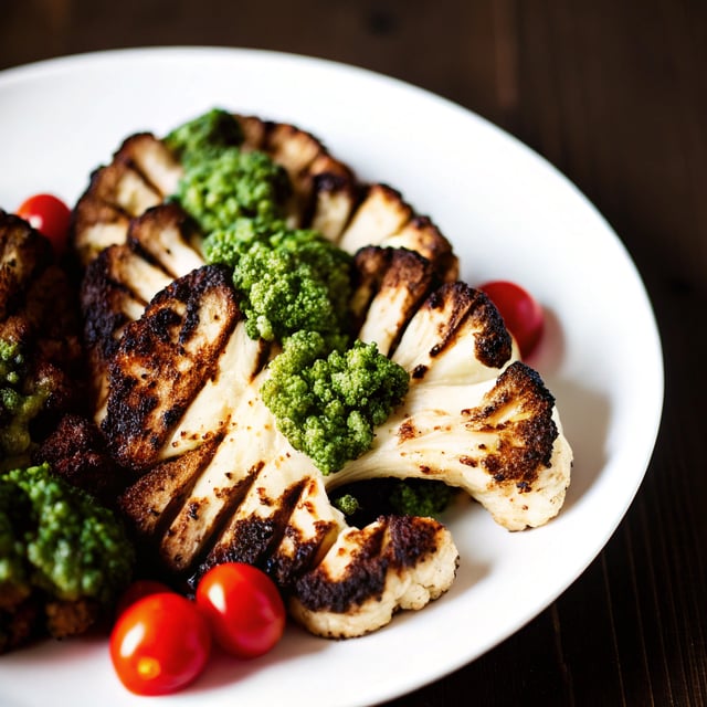 Grilled Cauliflower Steaks with Pesto