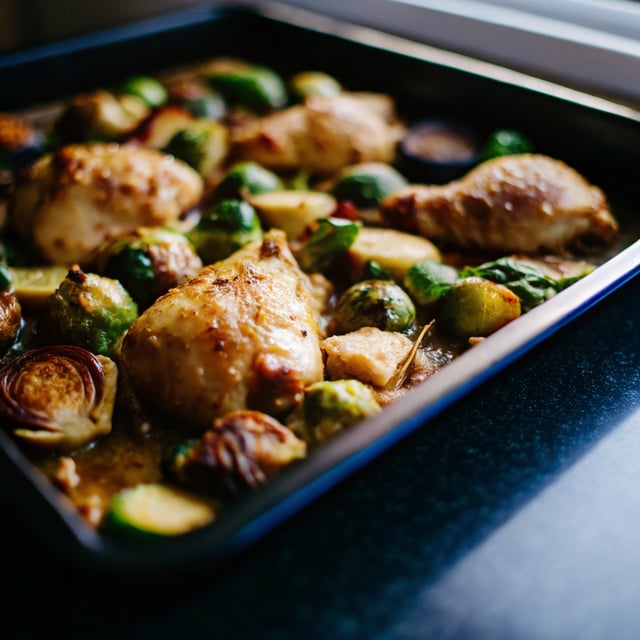 Honey Mustard Sheet Pan Chicken with Brussels Sprouts