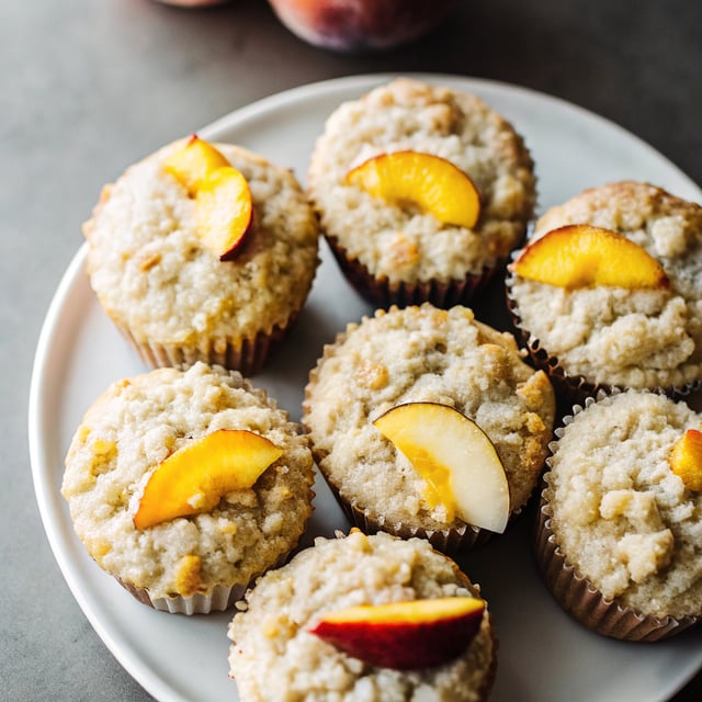Honey Peach Muffins with Oat Streusel Topping