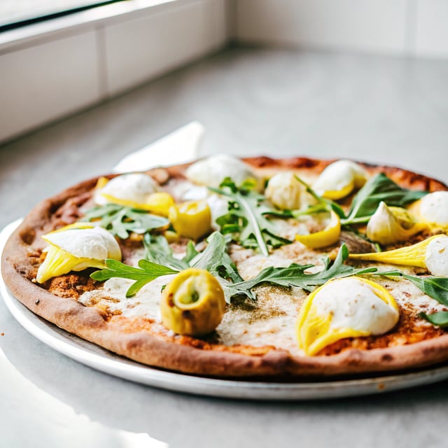 Lemon Artichoke Arugula Pizza