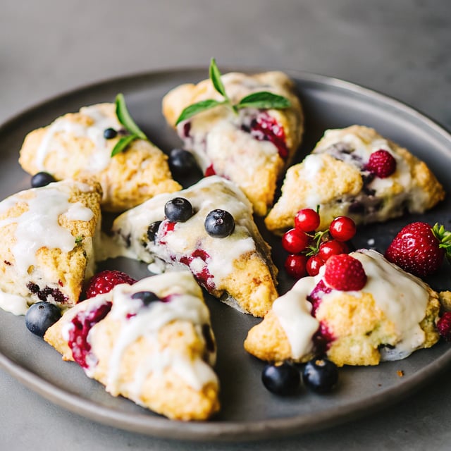 Lemon Glazed Berry Scones