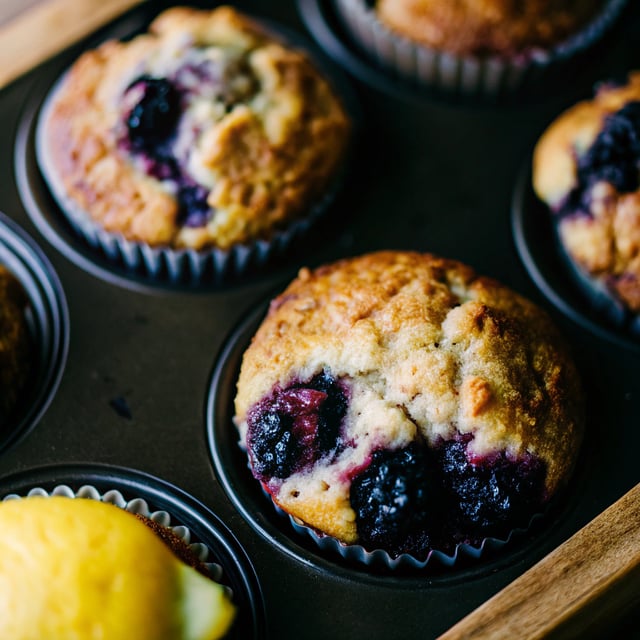 Lemon Ricotta Blackberry Muffins
