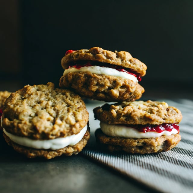 Oatmeal Cranberry Sandwich Cookies with White Chocolate Creme Filling