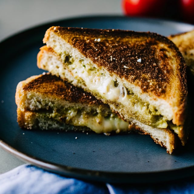 Parmesan Crusted Pesto Grilled Cheese Sandwich