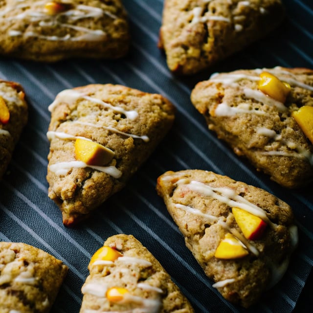 Peach Scones with Honey Vanilla Glaze