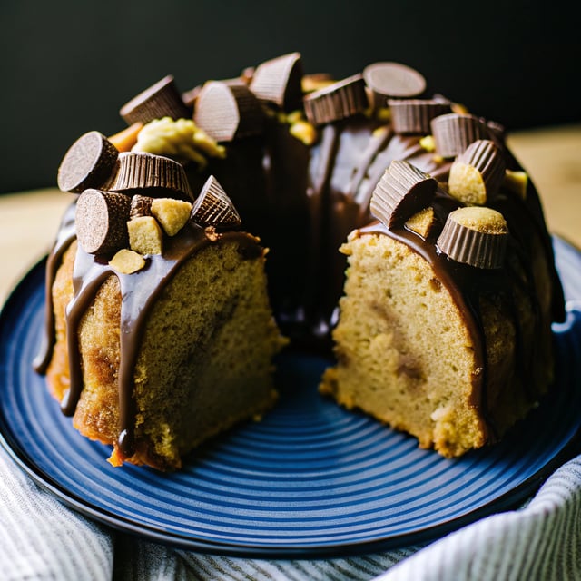 Peanut Butter Banana Bundt Cake with Reese's Peanut Butter Cups