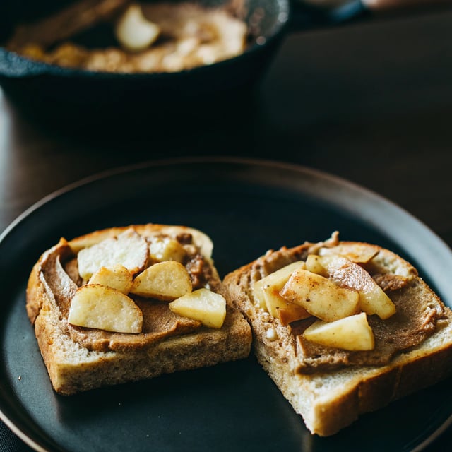 Peanut Butter Toast with Skillet Cinnamon Apples