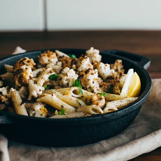 Penne with Roasted Cauliflower and Lemon Caper Vinaigrette