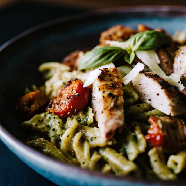 Pesto Chicken Pasta with Sun-Dried Tomatoes