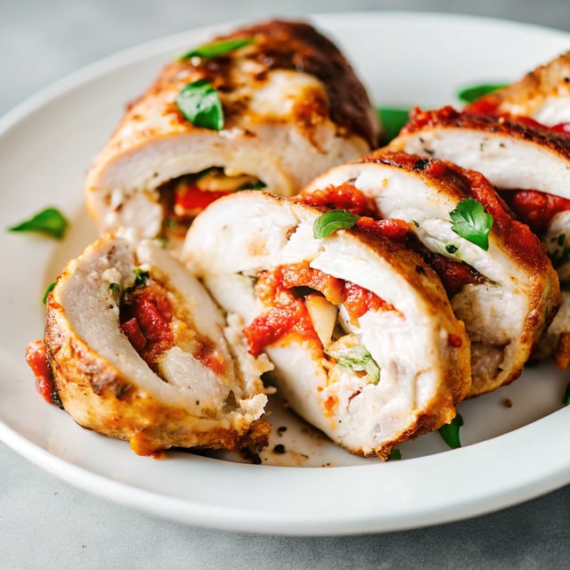 Pizza Stuffed Chicken Roll-Ups