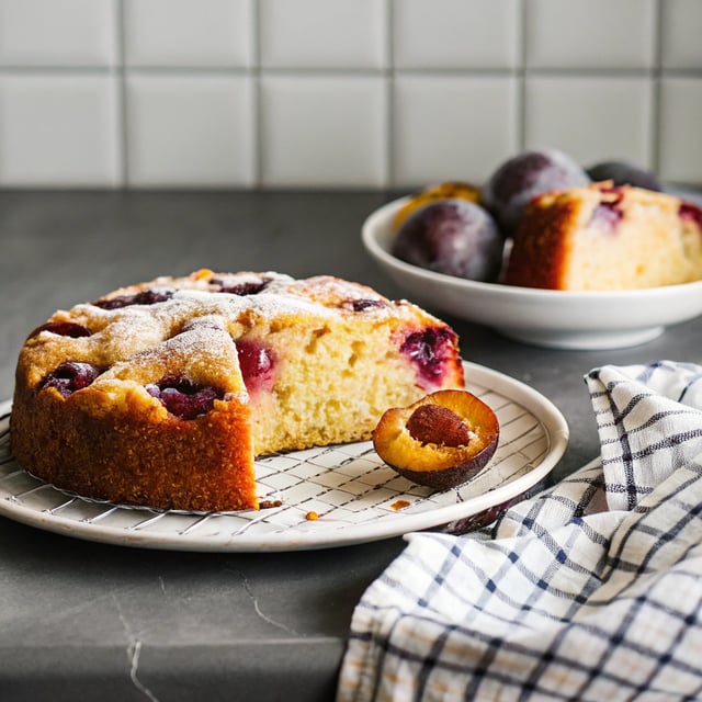 Plum Cornmeal Cake