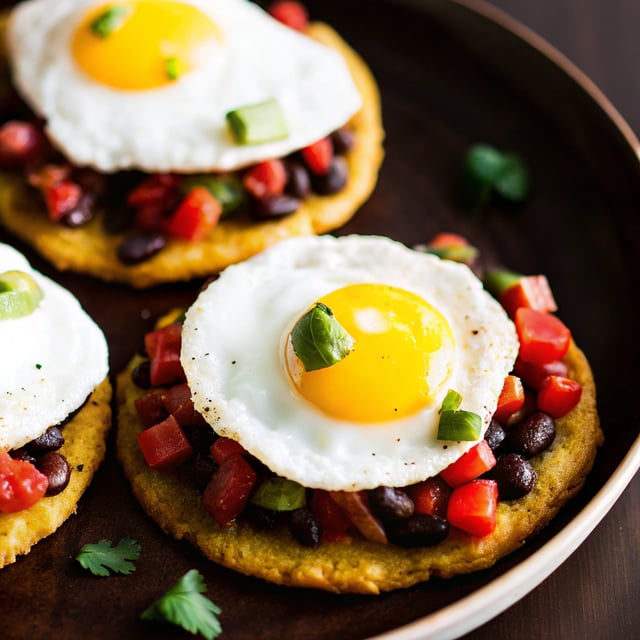 Polenta Rounds with Fried Eggs and Avocado Bean Salsa