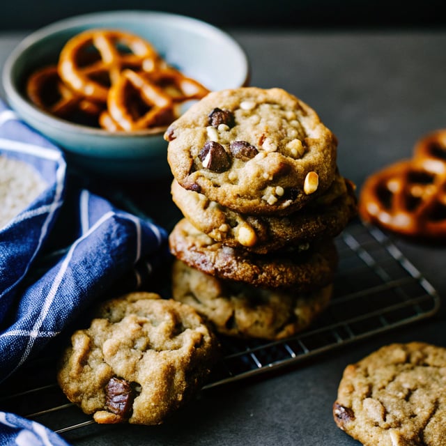 Pretzel Toffee Chocolate Chip Cookies