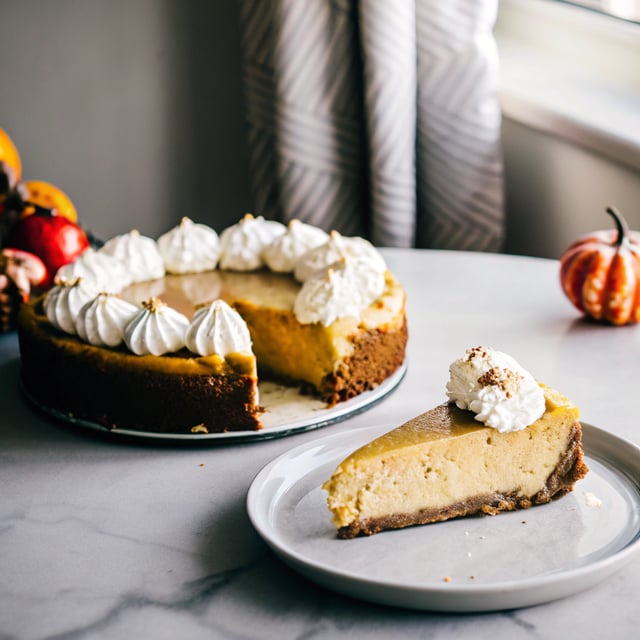 Pumpkin Cheesecake with Brown Butter Gingersnap Crust
