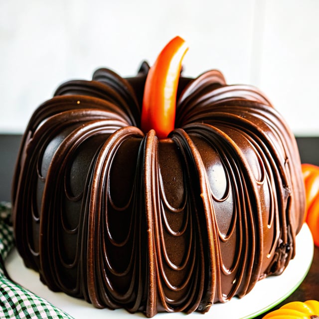 Pumpkin Truffle Bundt Cake with Chocolate Ganache